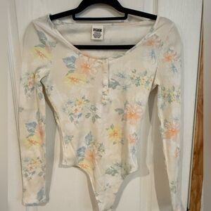 Floral Long Sleeve Bodysuit By Victoria Secret PINK